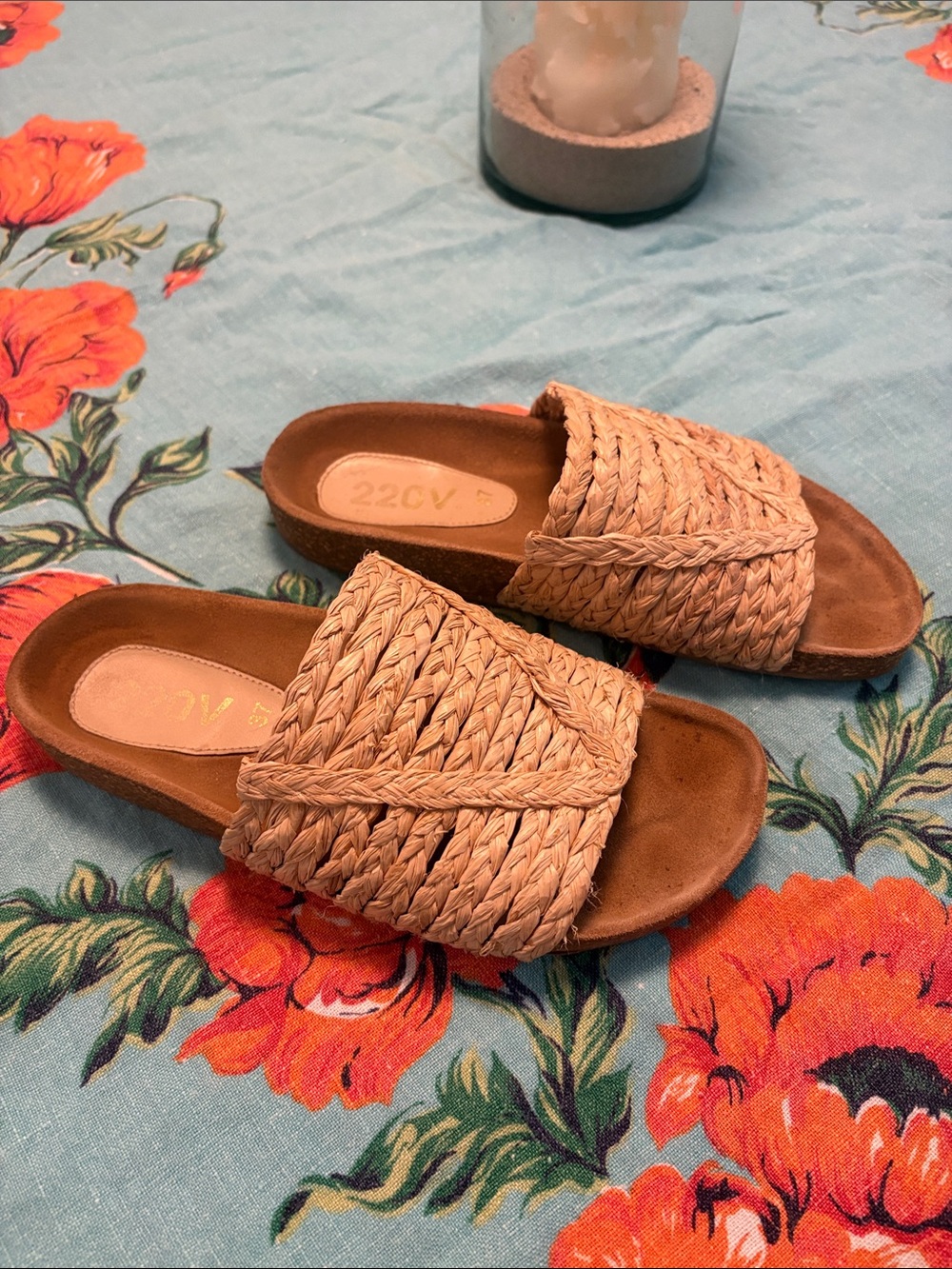 Braided Slide Sandals in Tan
